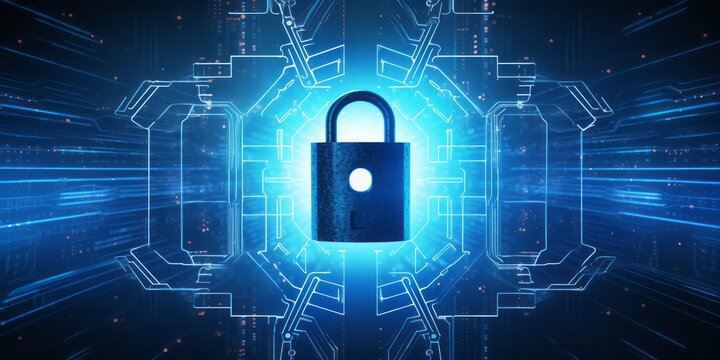 Guarding Your Digital World: The Padlock Symbol Atop a Modern Blue Background, Signifying the Importance of Security and Online Privacy in the Digital Age