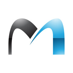 Blue and Black Glossy Arch Shaped Letter M Icon