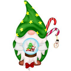 Gnome on Christmas holiday with a gift 