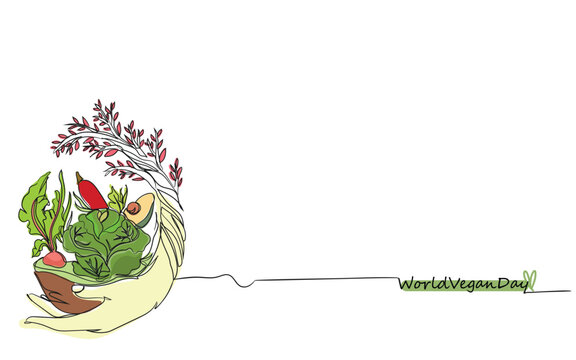 World food day poster line art. International day of food. World green and blue with chef hat . Fruits mutton meat and fish around. Vegan day. Fruit day. Colorful vector art graphic. Apple cherries - Powered by Adobe