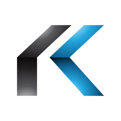 Blue and Black Glossy Folded Letter K Icon