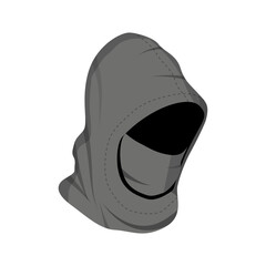 Hidden person, incognito, invisible, anonymous in the form of a man with a hood pulled over his face. Isolated vector illustration in a circle, icon, emblem, avatar - 668344253