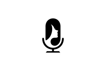 Women's podcast logo in flat design style