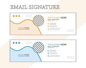 Creative business email signature template or email footer and personal social media cover 
templates with two colors.