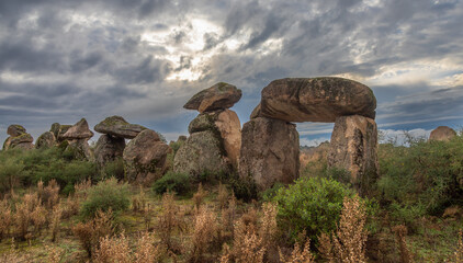 Modern Menhir exposure done near Castelo Branco in Portugal in a very cloudy day. With the menhir...