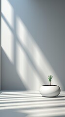 Overlay effect for photo and mockups. Organic drop diagonal shadow and rays of light from window on a white wall. Shadows for natural light effects. Background with shadow. Generative AI