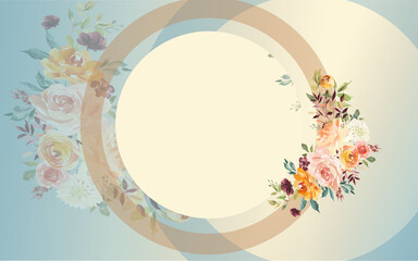 Photo frame with soft tones and floral arrangement