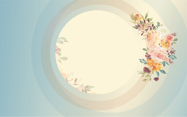 Photo frame with soft tones and floral arrangement