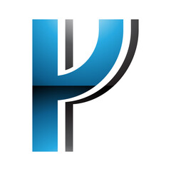 Blue and Black Glossy Striped Shaped Letter Y Icon