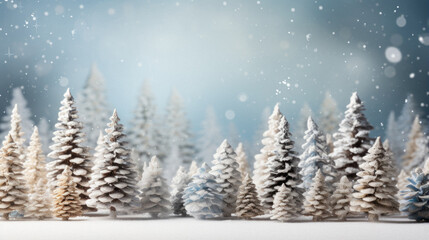 Winter background with fir branches and snow. christmas greeting card.