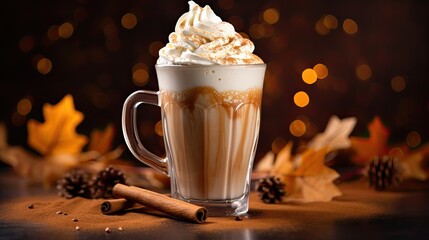 a gingerbread latte topped with whipped cream and cinnamon indulgent holiday beverage  generative AI - obrazy, fototapety, plakaty