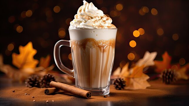 a gingerbread latte topped with whipped cream and cinnamon indulgent holiday beverage  generative AI