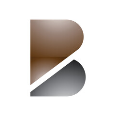 Brown and Black Bold Glossy Letter B Icon