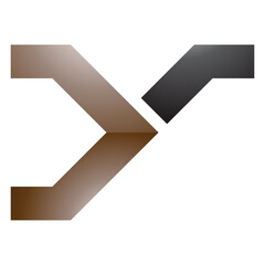 Brown and Black Glossy Rail Switch Shaped Letter Y Icon