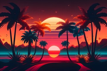 Naklejka premium Amazing tropical sunset background