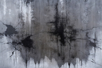 Black and white grunge-style, urban concrete wall texture with a vintage and worn surface - obrazy, fototapety, plakaty