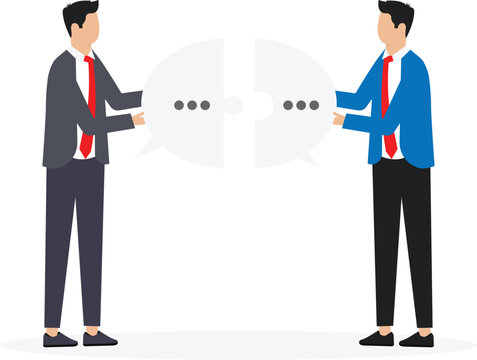 Success communicate, discussion or interview, achieve business agreement, solution or partnership deal, perfect match connection concept

