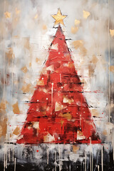 Christmas tree Wall art Oil painting Printable