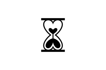 Hourglass logo with Heart combination design template flat vector