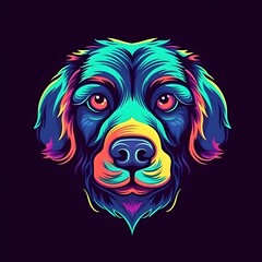 Dog face in neon bright colors