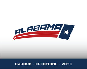 ALABAMA Vibrant American Election Logo Lettering in Red, White, and Blue