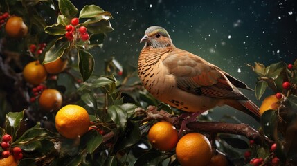 partridge in a pear tree pattern, christmas, photo, generative AI