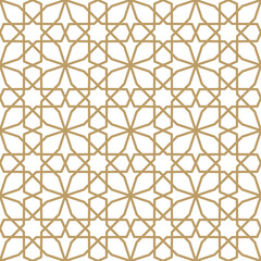 Seamless line pattern. Contemporary graphic design. Arabic, indian, turkish ornament, tribal ethnic background with endless texture. Geometric golden outline seamless pattern
