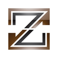 Brown and Black Glossy Striped Shaped Letter Z Icon