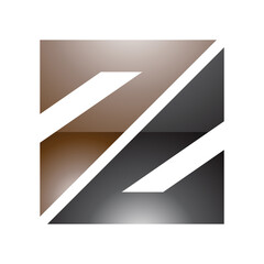 Brown and Black Glossy Triangular Square Shaped Letter Z Icon
