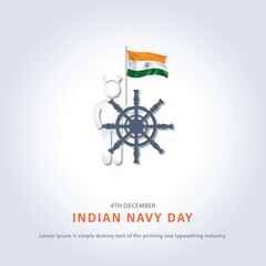 Free Vector Flat Indian Navy Day Social Media Concept With Flag, Captain, And Wheel