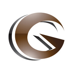 Brown and Black Round Layered Glossy Letter G Icon