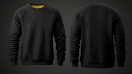 Two sweatshirts black colors on a one color background. Mock up. Blank for creating promotional...