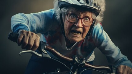 Caucasian Female Elderly Adrenaline Rush Background Generative AI
