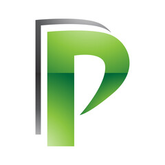 Green and Black Glossy Layered Letter P Icon