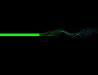 fiber optic cable on black, wave lines neural network green and light isolated on black background. Vector in concept of technology, machine learning,