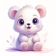 Kawaii-Inspired Adorable Bear Illustration in Soft Pastel Colors