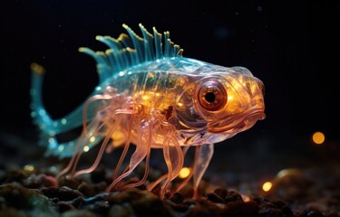 Fototapeta na wymiar A close-up of a fish in neon lights. Generative AI.