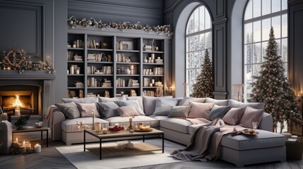 Cozy Christmas Night by the Fireplace: Embracing Warmth and Comfort in the Living Room