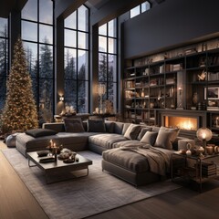 Cozy Christmas Night by the Fireplace: Embracing Warmth and Comfort in the Living Room