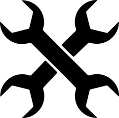 Simple wrench and gear icon, with shadow and white background.