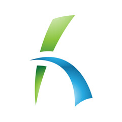 Green and Blue Glossy Letter H Icon with Spiky Lines