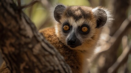 Naklejka na ściany i meble Ring-tailed lemur (Lemur catta) in a tree