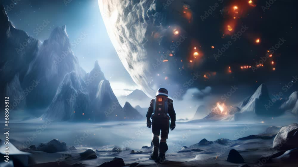Aufkleber scifi scene of a team of astronauts exploring a remote asteroid, equipped with quantum sensors that 