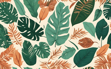 Modern Design Motif of Tropical Leaves