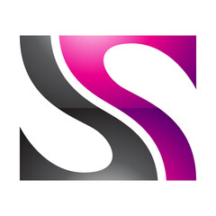 Magenta and Black Glossy Fish Fin Shaped Letter S Icon
