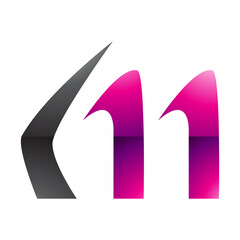 Magenta and Black Glossy Horn Shaped Letter M Icon