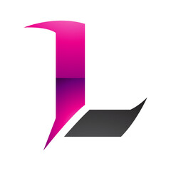 Magenta and Black Glossy Letter L Icon with Sharp Spikes
