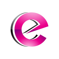 Magenta and Black Glossy Round Layered Lowercase Letter E Icon