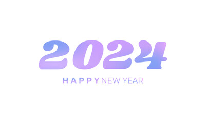 2024 Happy New Year poster. Y2K style illustration. Trendy minimalist aesthetic color. Vector illustration concept