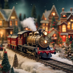 Fondo con detalle de maqueta de tren de vapor  